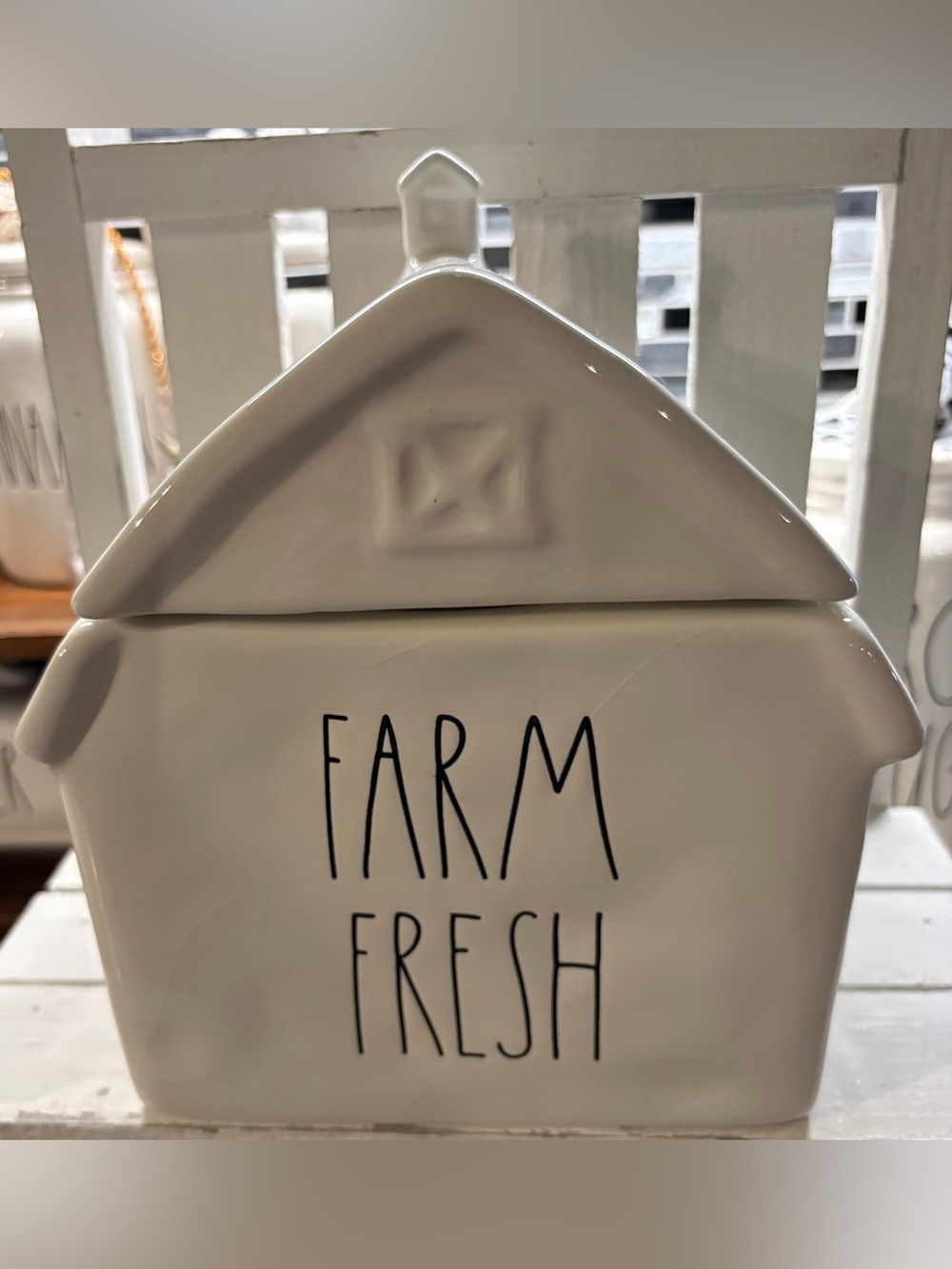 Rae Dunn White Ceramic "Farm Fresh" Canister